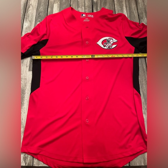 Cincinnati Reds button up jersey athletic shirt genuine MLB merchandise - Picture 4 of 5